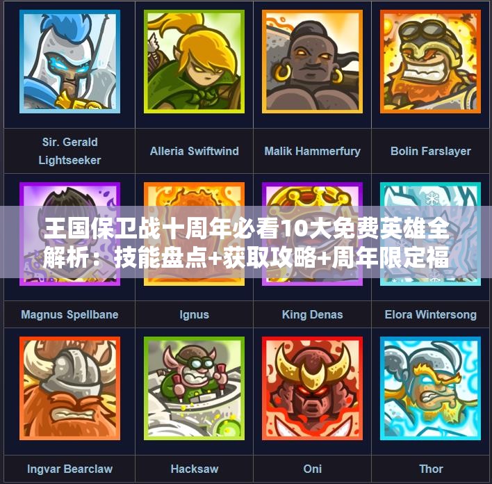 王國保衛戰十周年必看10大免費英雄全解析：技能盤(pán)點(diǎn)+獲取攻略+周年限定福利匯總